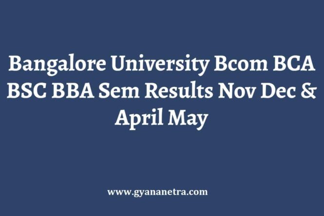Bangalore University Bcom BCA BSC BBA Sem Results