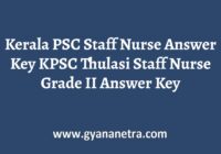 Kerala PSC Staff Nurse Answer Key Paper PDF
