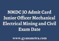 NMDC Junior Officer Admit Card