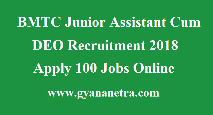 BMTC Junior Assistant Cum DEO Recruitment