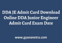 DDA JE Admit Card Download Online