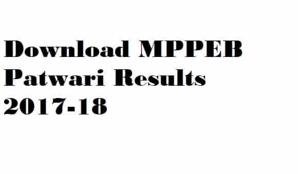 MPPEB Patwari Results 2017-18