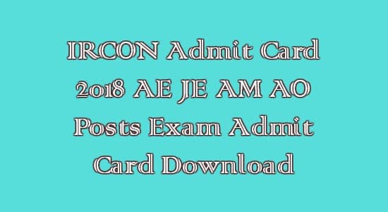 IRCON Admit Card