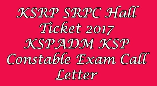 KSRP SRPC Hall Ticket