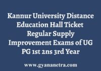 SDE Kannur University Distance Education Hall Ticket