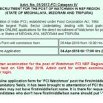 FCI NEF Region Admit Card