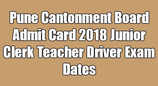 Pune Cantonment Board Admit Card
