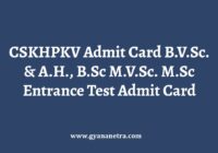 CSKHPKV Admit Card Entrance Test