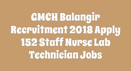 GMCH Balangir Recruitment 2018