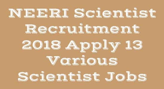NEERI Scientist Recruitment 2018