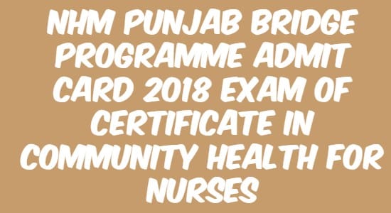 NHM Punjab Bridge Programme Admit Card