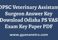 OPSC Veterinary Assistant Surgeon Answer Key Paper PDF