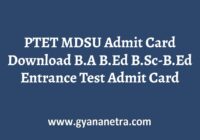 PTET MDSU Admit Card Exam Date