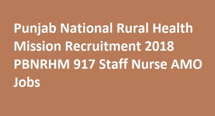 Punjab National Rural Health Mission Recruitment 2018