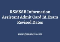 RSMSSB Information Assistant Admit Card Exam Date