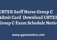 UBTER Satff Nurse Group C Admit Card