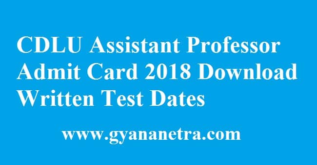 CDLU Assistant Professor Admit Card