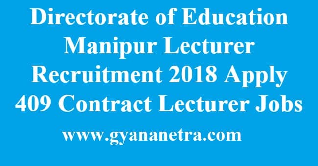 Directorate of Education Manipur Lecturer Recruitment