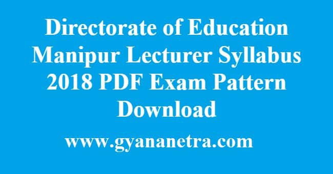 Directorate of Education Manipur Lecturer Syllabus