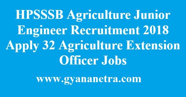 HPSSSB Agriculture Junior Engineer Recruitment