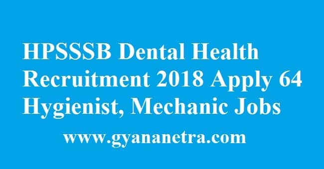 HPSSSB Dental Health Recruitment