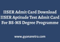 IISER Admit Card Exam Date