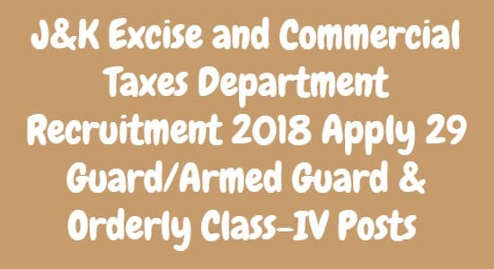 JK Excise and Commercial Taxes Department Recruitment