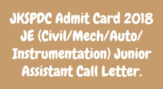 JKSPDC Admit Card