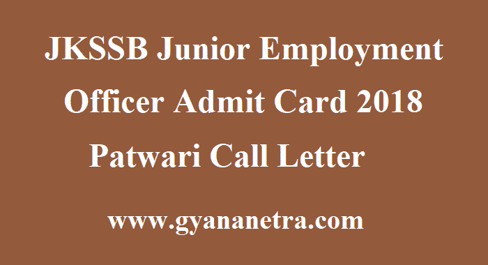 JKSSB Junior Employment Officer Admit Card