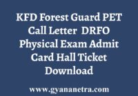 KFD Forest Guard PET PST Call Letter