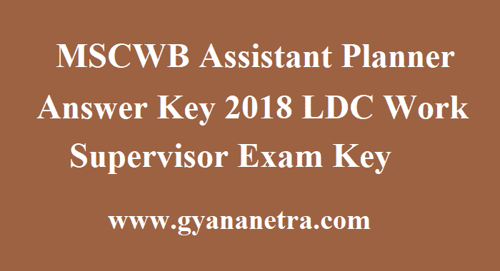 MSCWB Assistant Planner Answer Key