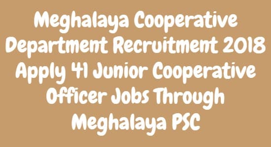 Meghalaya Cooperative Department Recruitment