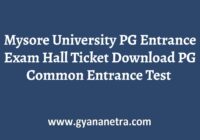 Mysore University PG Entrance Exam Hall Ticket Download