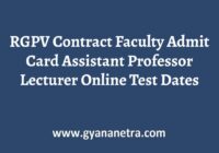 RGPV Contract Faculty Admit Card Exam Date