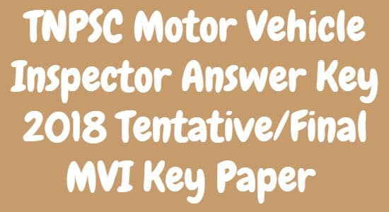 TNPSC Motor Vehicle Inspector Answer Key