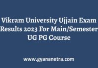 Vikram University Ujjain Exam Result Check