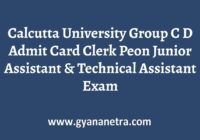 Calcutta University Group C D Admit Card Exam Date