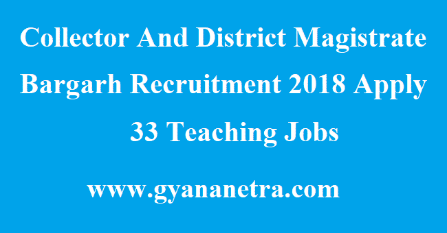 Collector And District Magistrate Bargarh Recruitment