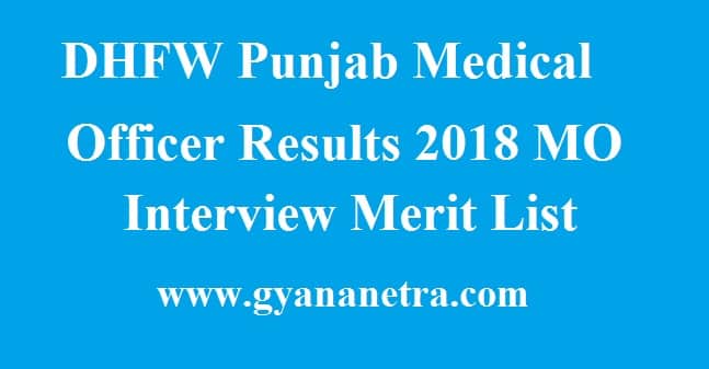 DHFW Punjab Medical Officer Results