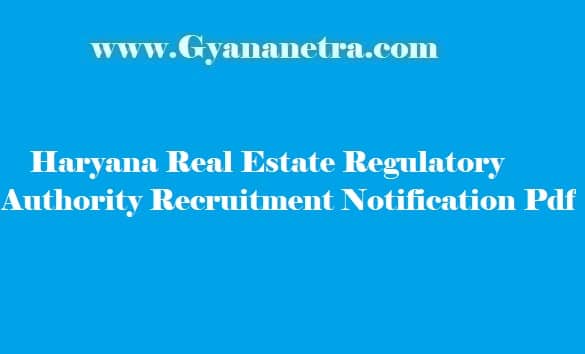 Haryana Real Estate Regulatory Authority Recruitment 2018