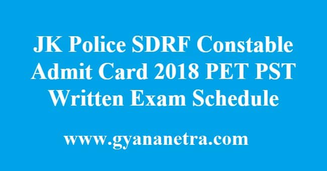 JK Police SDRF Constable Admit Card