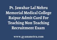 Medical College Raipur Admit Card Exam Date