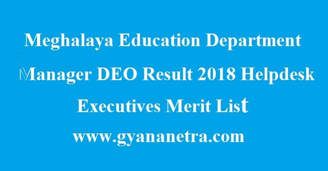 Meghalaya Education Department Manager DEO Result