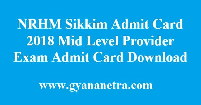 NRHM Sikkim Admit Card