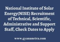National Institute of Solar Energy Recruitment