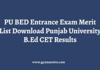 PU BED Entrance Exam Merit List PDF