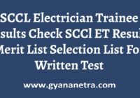 SCCL Electrician Trainee Results Merit List