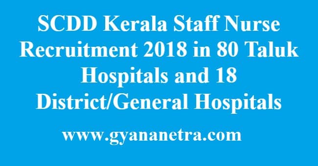 SCDD Kerala Staff Nurse Recruitment