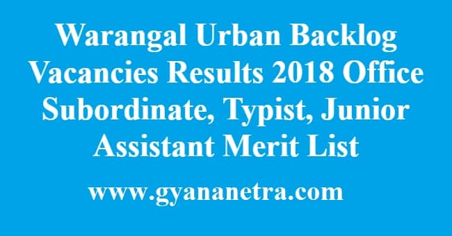 Warangal Urban Backlog Vacancies Results