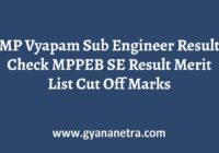 MP Vyapam Sub Engineer Result Merit List